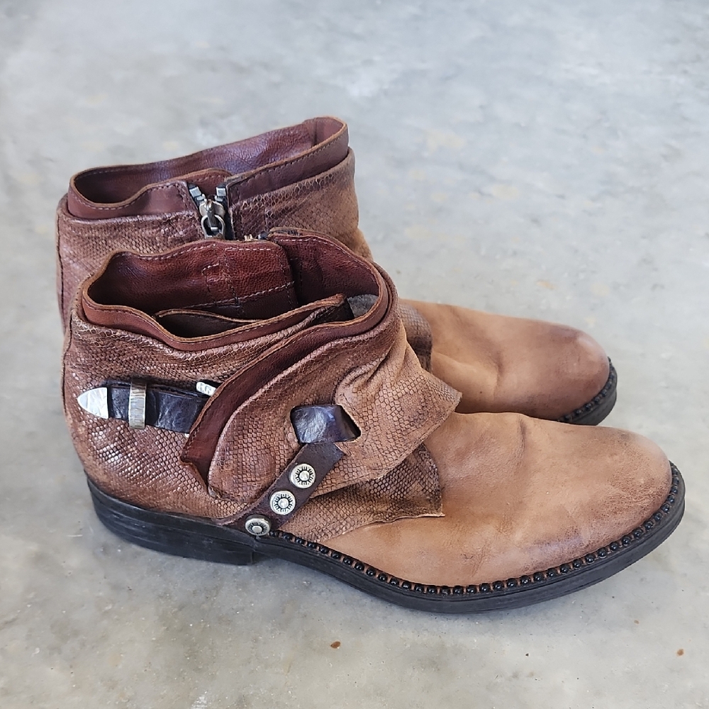 A.S.98 Airsteps Brosn Leather Buckle Avant Garde Boots